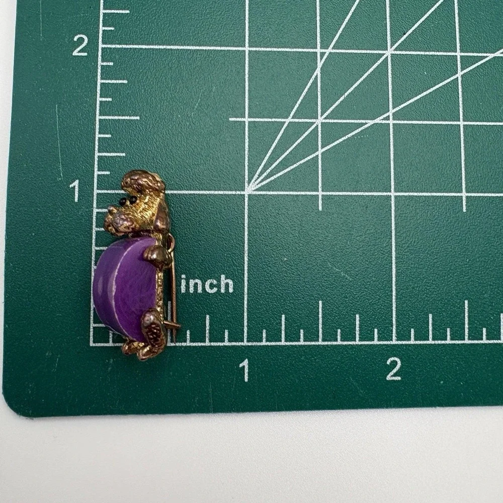 Vintage Dog Brooches Pins Lucite Purple Poodles